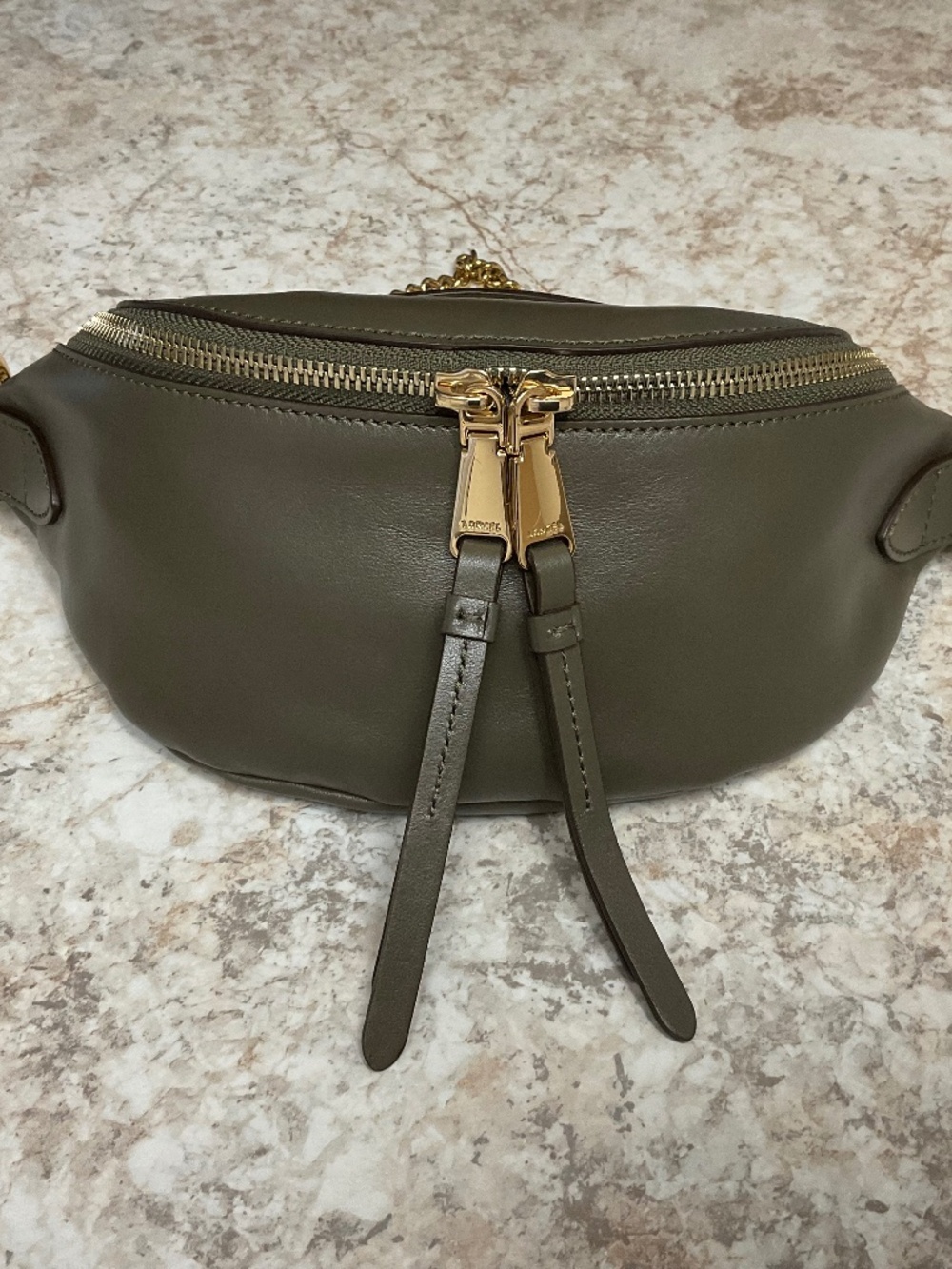 LANCEL MINI ZIP CROSSBODY BAG khaki/ gold - Picture 3 of 13